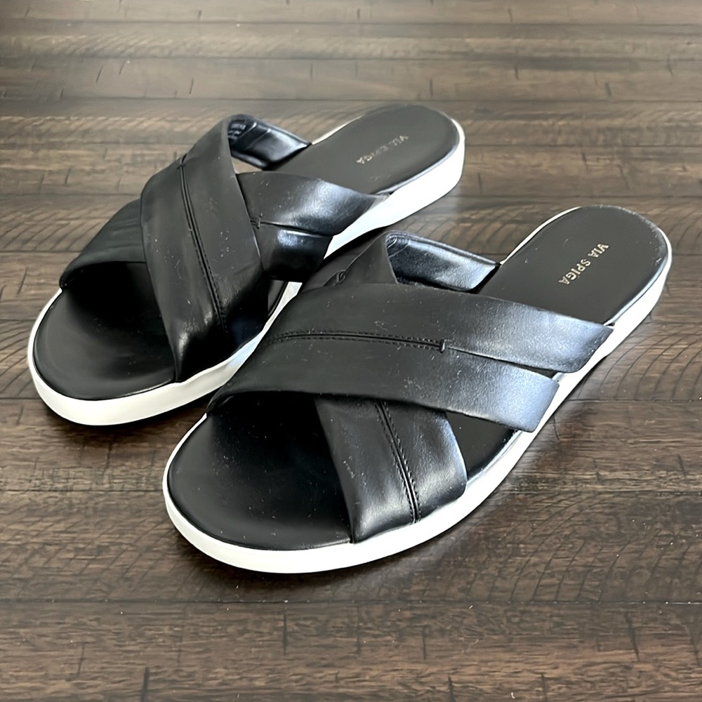 Via Spiga Black Slides size 8